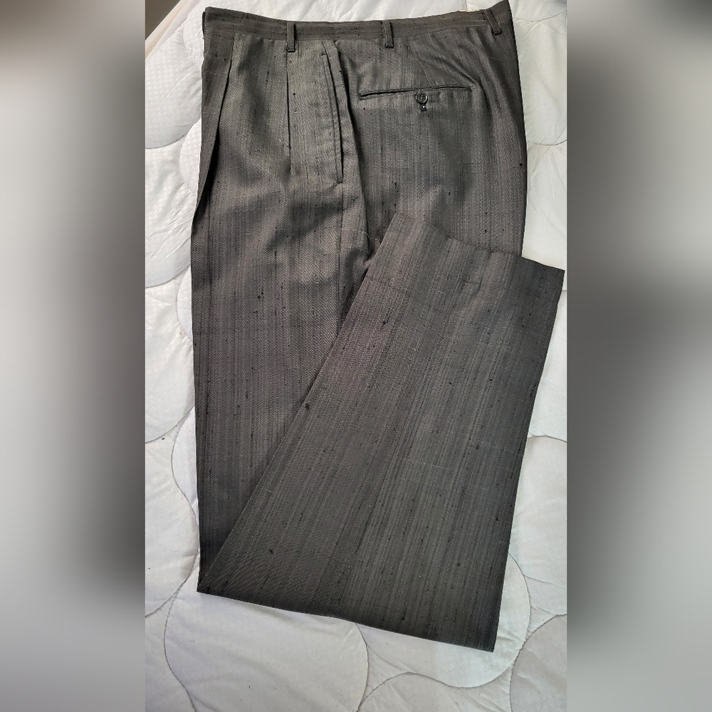 Vintage 50s Dupioni Silk High Wasted Double Pleated Dress Pant Mens 39